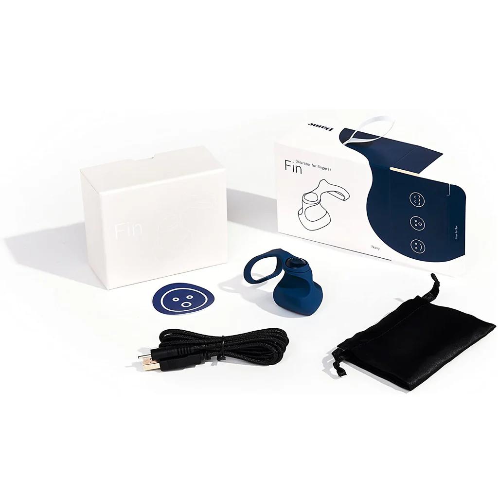 Dame Products Fin Flexible Finger Vibrator – Navy Blue – Image 2