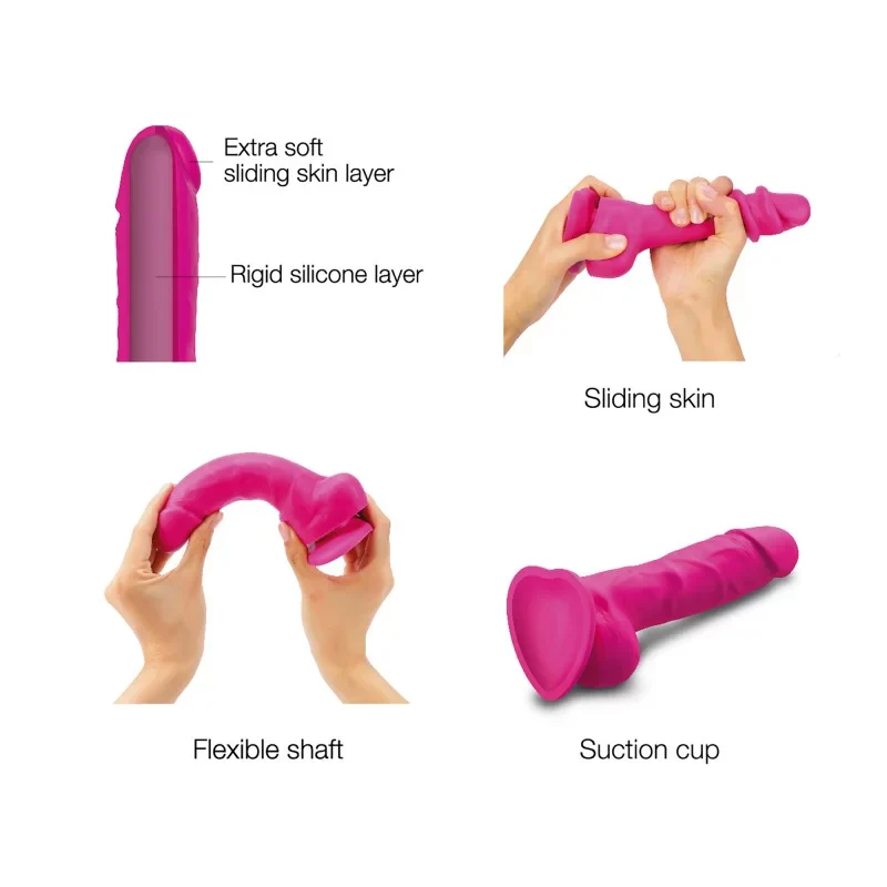 STRAP-ON-ME SLIDING SKIN REALISTIC DILDO FUCHSIA S – Image 2