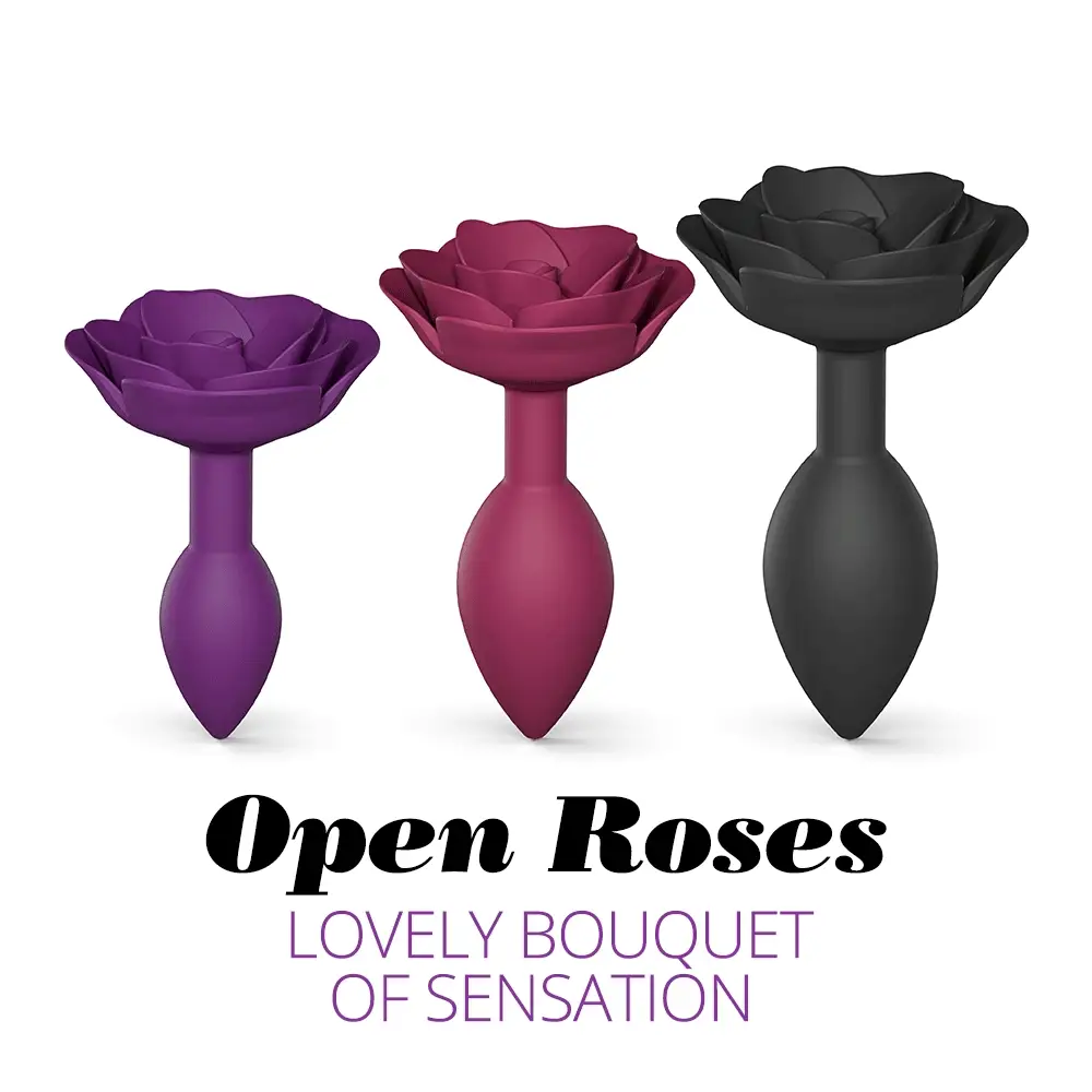 L'Amour d'Aimer Open Roses Silicone Anal Plug – Size Large (Onyx Noir) – Image 3