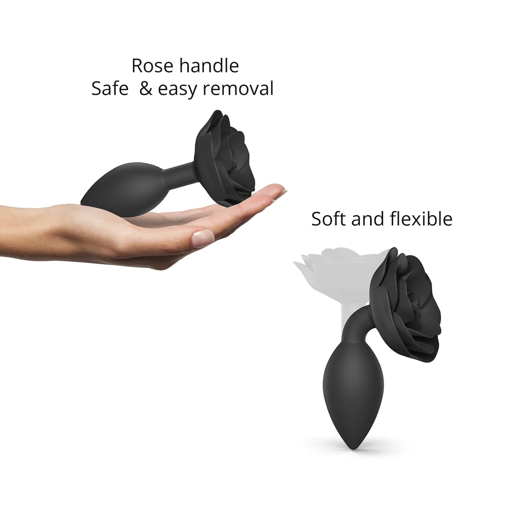 L'Amour d'Aimer Open Roses Silicone Anal Plug – Size Large (Onyx Noir) – Image 5