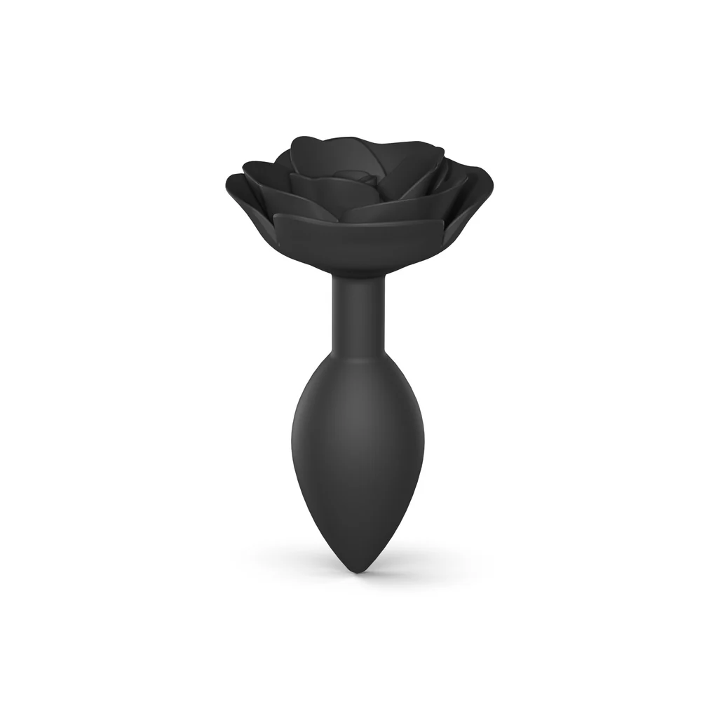 L'Amour d'Aimer Open Roses Silicone Anal Plug – Size Large (Onyx Noir)